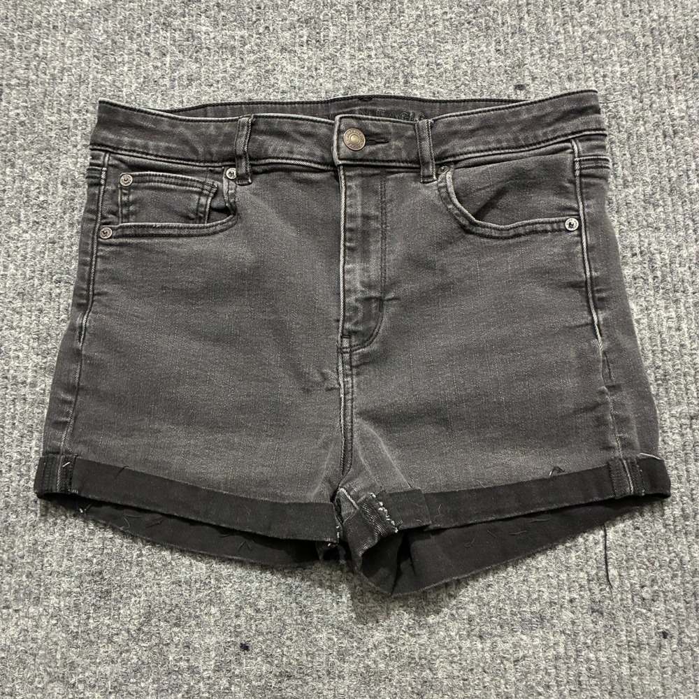 American Eagle Super Hi-Rise‎ Shortie Womens 10 Black Denim Next Level Stretch